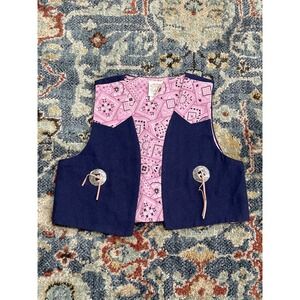 Kiddie Korral Western Vest Girls 2-4 (Toddler) Pink Blue Bandana Concho EUC